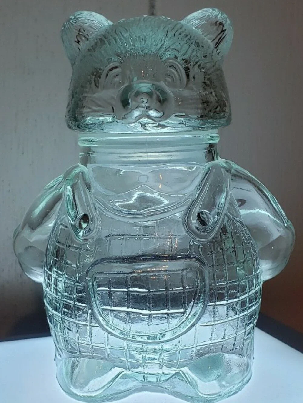 Vintage Glass Bear, Lidded Jar